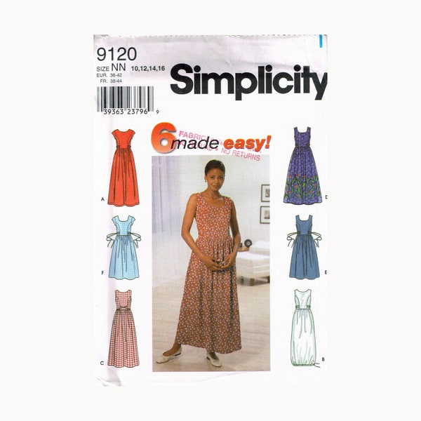 Size 10-16 Misses Easy Sleeveless Princess Seam Calf Length Tie Back Dress Sewing Pattern - Simplicity 9120