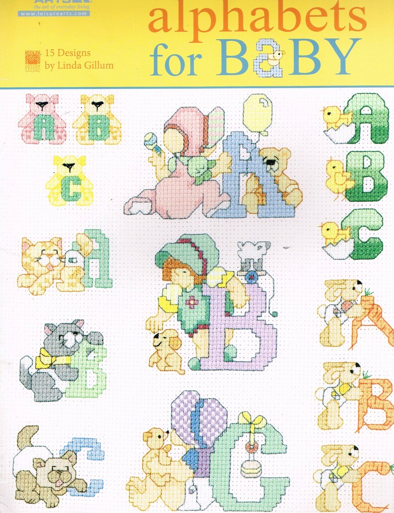 Baby Alphabets Cross Stitch Cat Alphabet Bunny Alphabet Etsy
