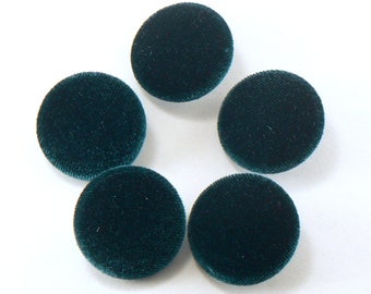 1" Emerald Green Velvet Fabric Covered Shank Buttons