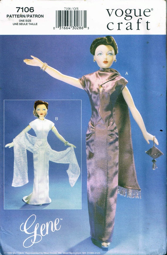 Vogue Craft 7224 Doll GENE Ashton Drake Day & Night Dress Pattern New Uncut Vogue Craft 7224 Doll GENE Ashton Drake Day & Night Dress Pattern New Uncut