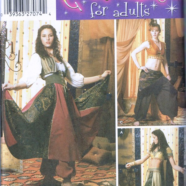 Size 14-20 Misses' Plus Size Adult Belly Dancer Costume Sewing Pattern - Simplicity 5359 or 0634