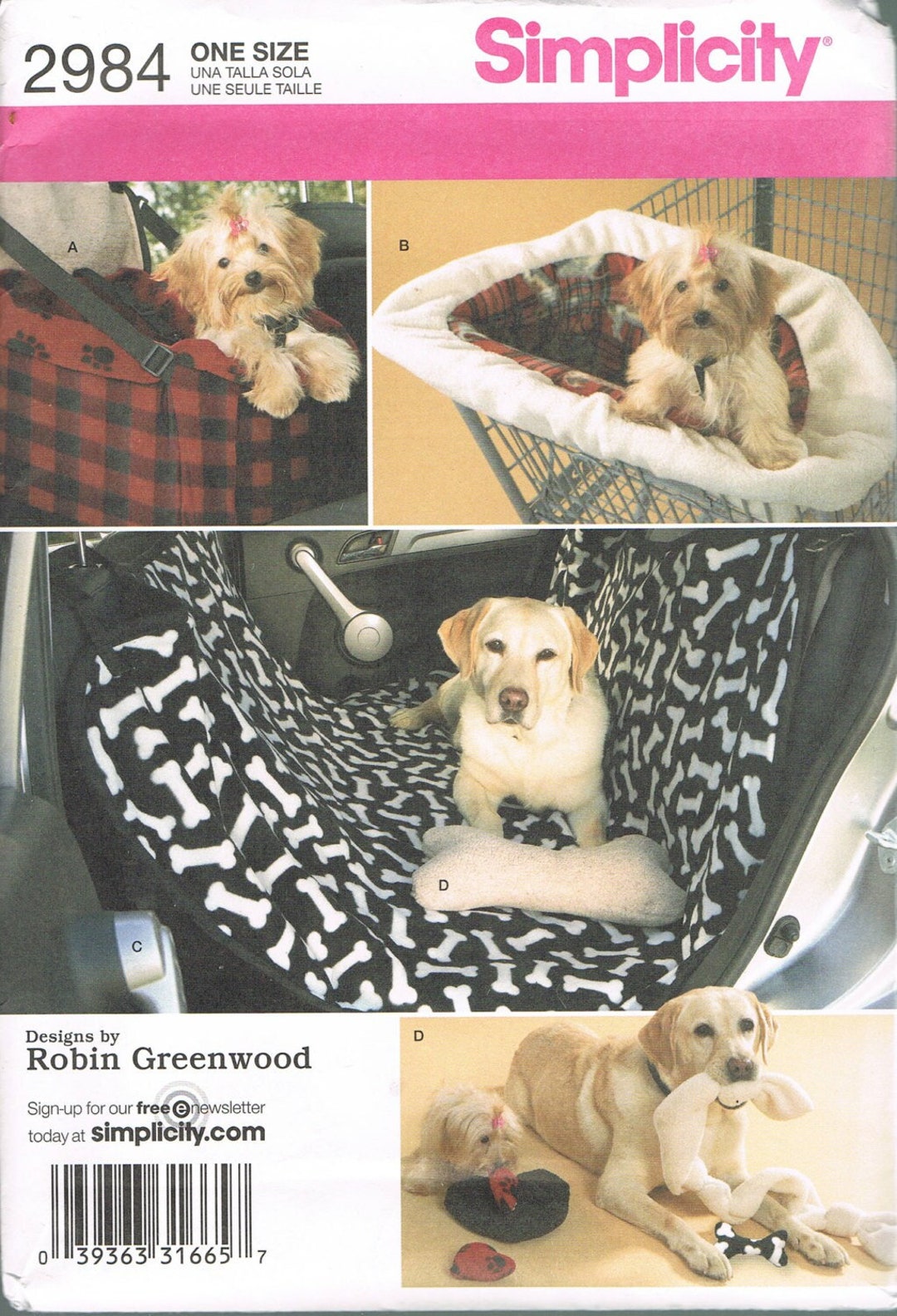 Car Back Seat Cover & Dog Car Seat Sewing Pattern Simplicity 2984 Etsy