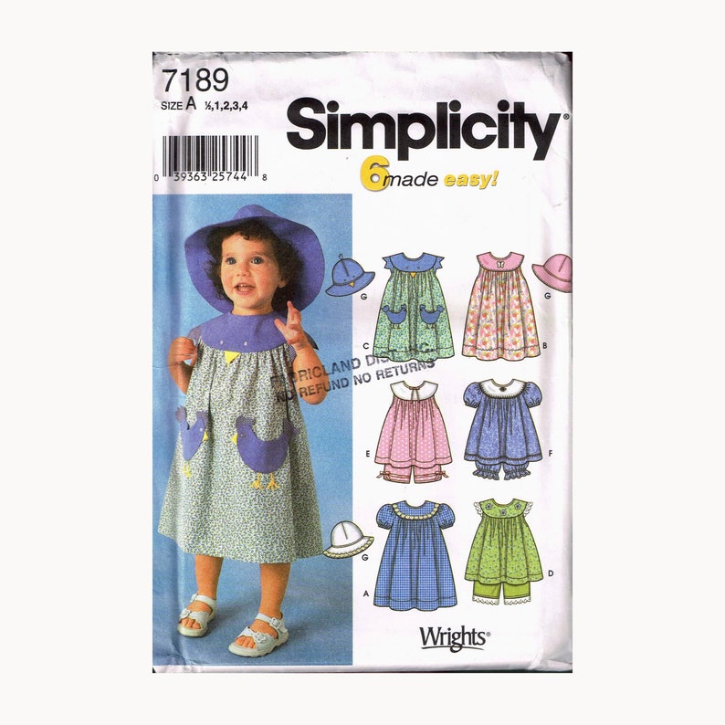 Size 1/2-4 Girl's Easy Sleeveless Shift Dress With Bloomer Shorts Sewing Pattern Simplicity 7189 image 1