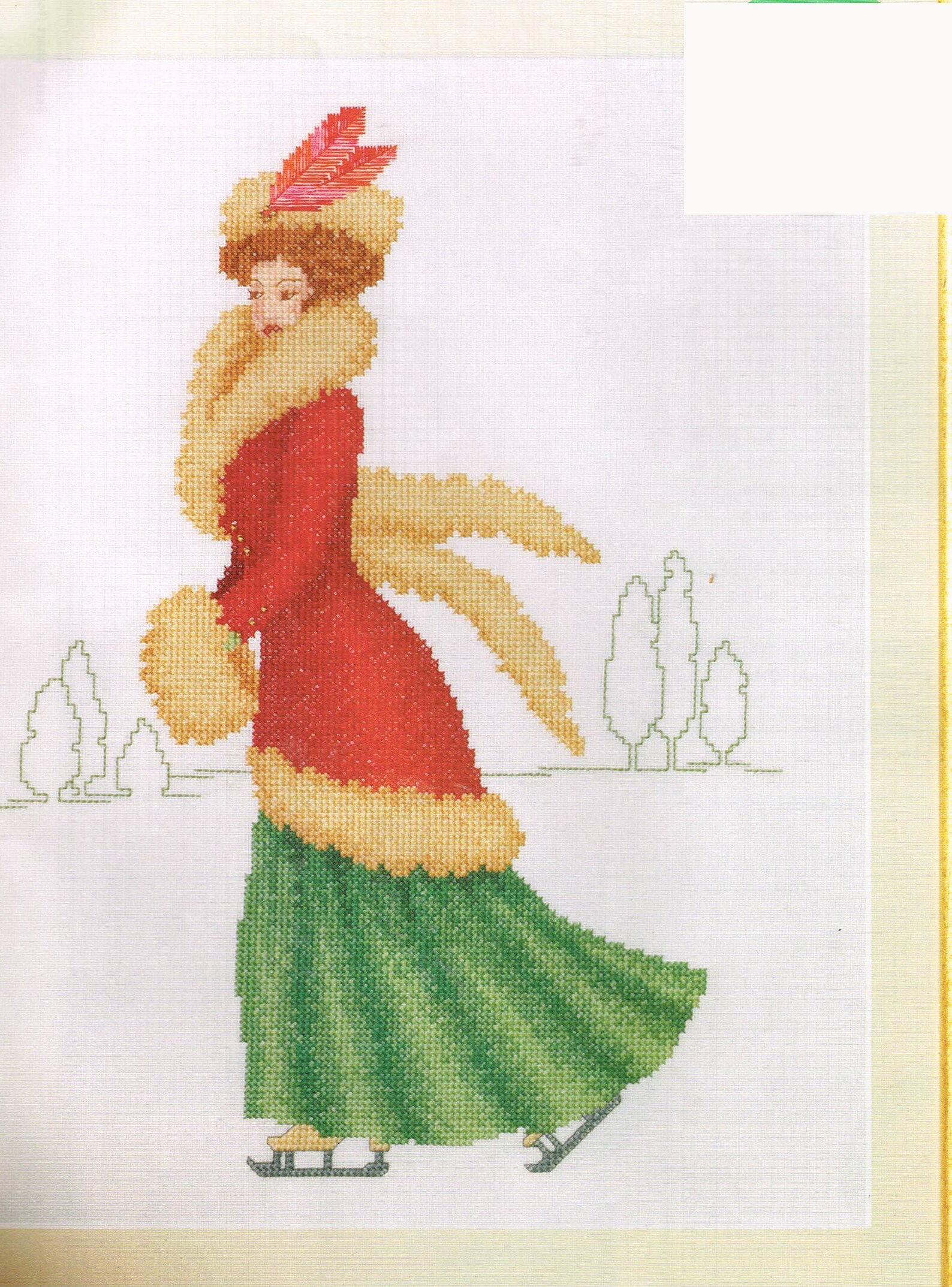 Patinaje victoriano Navidad Lady Cross Stitch Pattern | Etsy