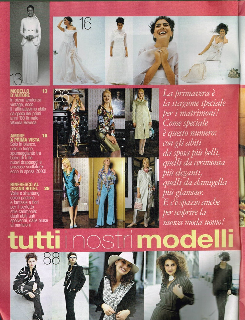 March 2003 La Mia Boutique Sewing Pattern Magazine Italian Language Wedding Dress Patterns