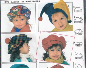 Girls or Boys Newsboy Hat Or Ear Flap Hat Or Jester Hat Sewing Pattern - Burda 4219