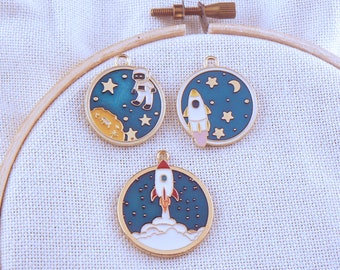 Astronaut Or Rocket Needle Minder For Cross Stitch Or Embroidery