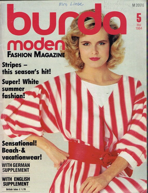 May 1984 Burda Sewing Pattern Magazine English Language Etsy
