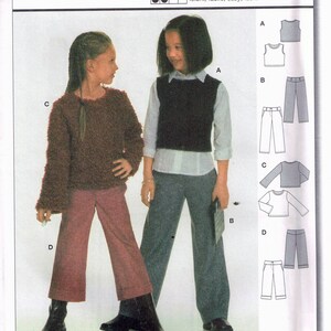 Size 8-14 Girls Easy Sweatshirt Or Vest With Gaucho Pants Sewing Pattern Burda 9865 image 1