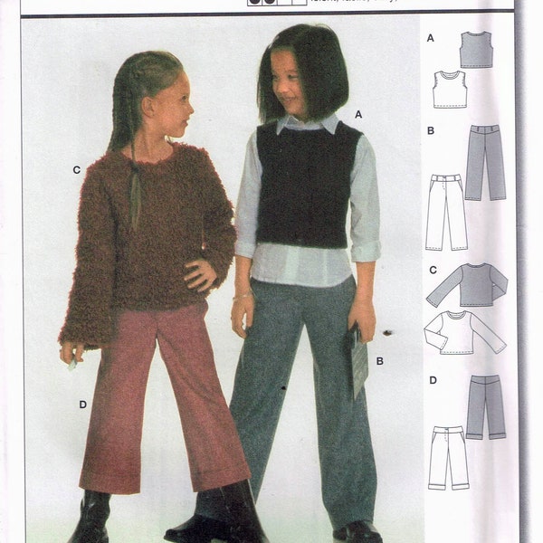 Size 8-14 Girls Easy Sweatshirt Or Vest With Gaucho Pants Sewing Pattern - Burda 9865