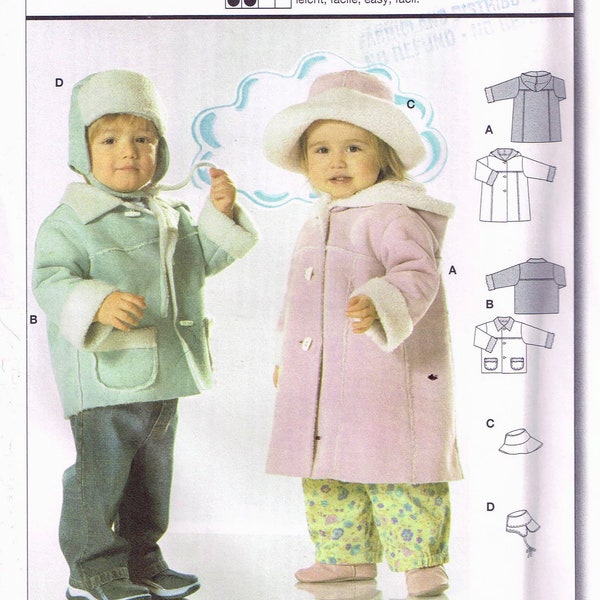 Size 9M - 3 Toddler Boys Or Girls Easy A Line Faux Fur Coat With Hood Sewing Pattern - Burda 9776