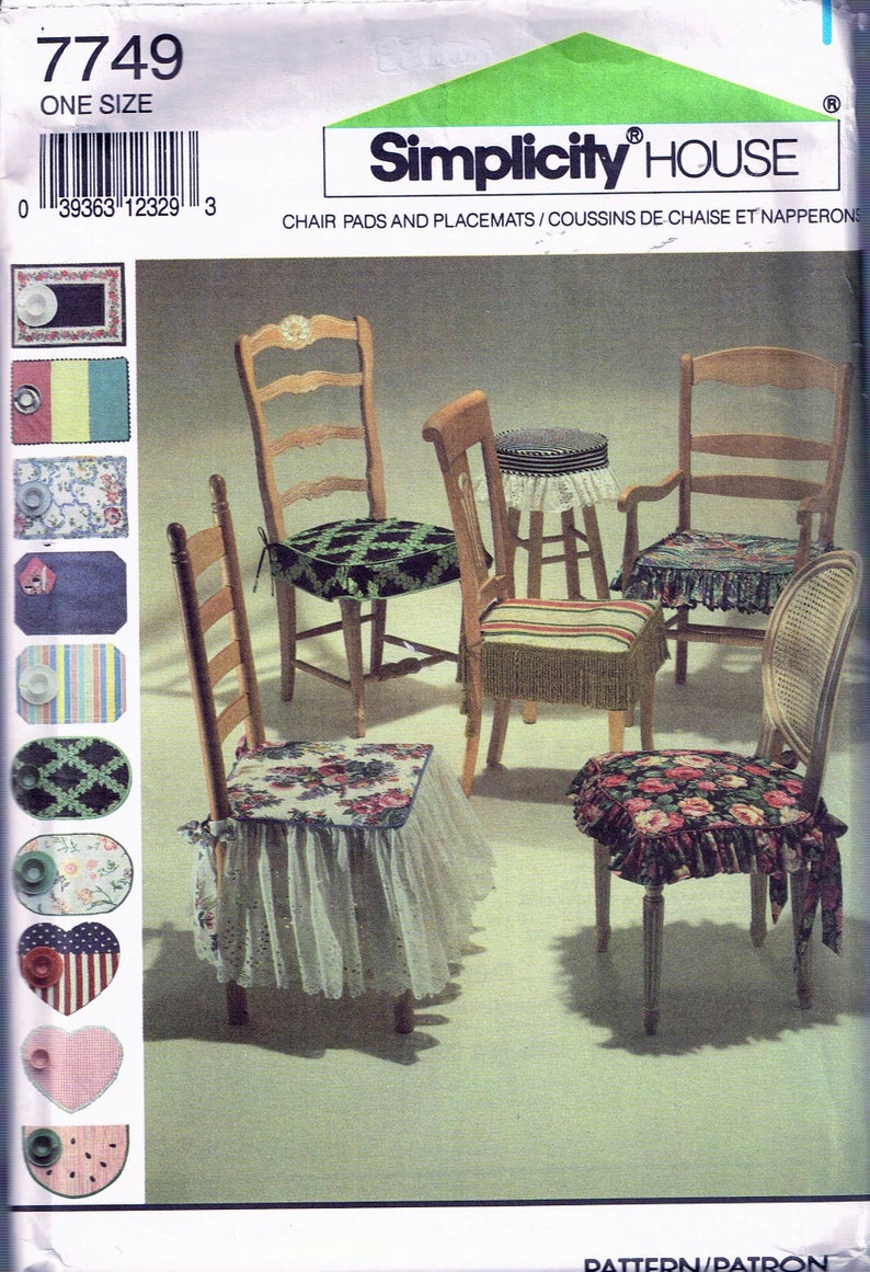 Place Mat Wooden Chair Pad Sewing Pattern Home Decor Etsy