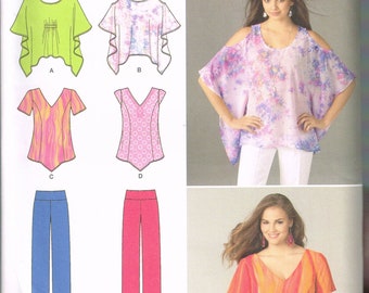 Size 4-26 Misses Plus Size Tops & Pants Easy Sewing Pattern - Poncho Style Tunic Top Pattern - Loose Fit Top - Yoga Pants - Simplicity 1667