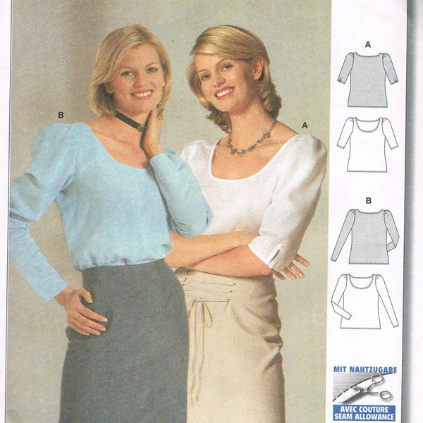 UNCUT Misses' Semi Fitted Blouse With Scoop Neck Burda Sewing Pattern 2689 Sizes 8 to 18