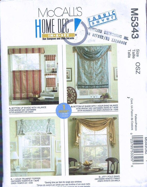 Easy Curtain Swag Or Valance Curtain Sewing Pattern Home Etsy