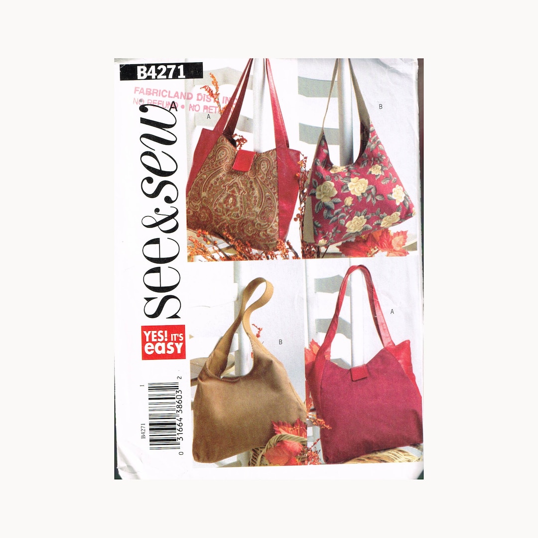 Hobo Bag or Tote Bag Sewing Pattern - See & Sew B4271 - Etsy