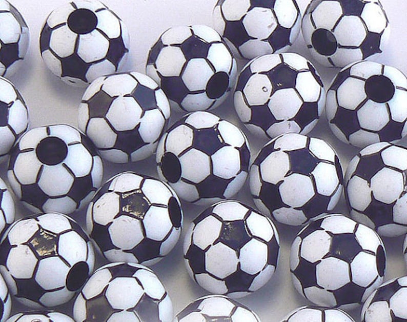 20 Jumbo Soccer Ball Plastic Beads Craft Necklace Bracelet Etsy