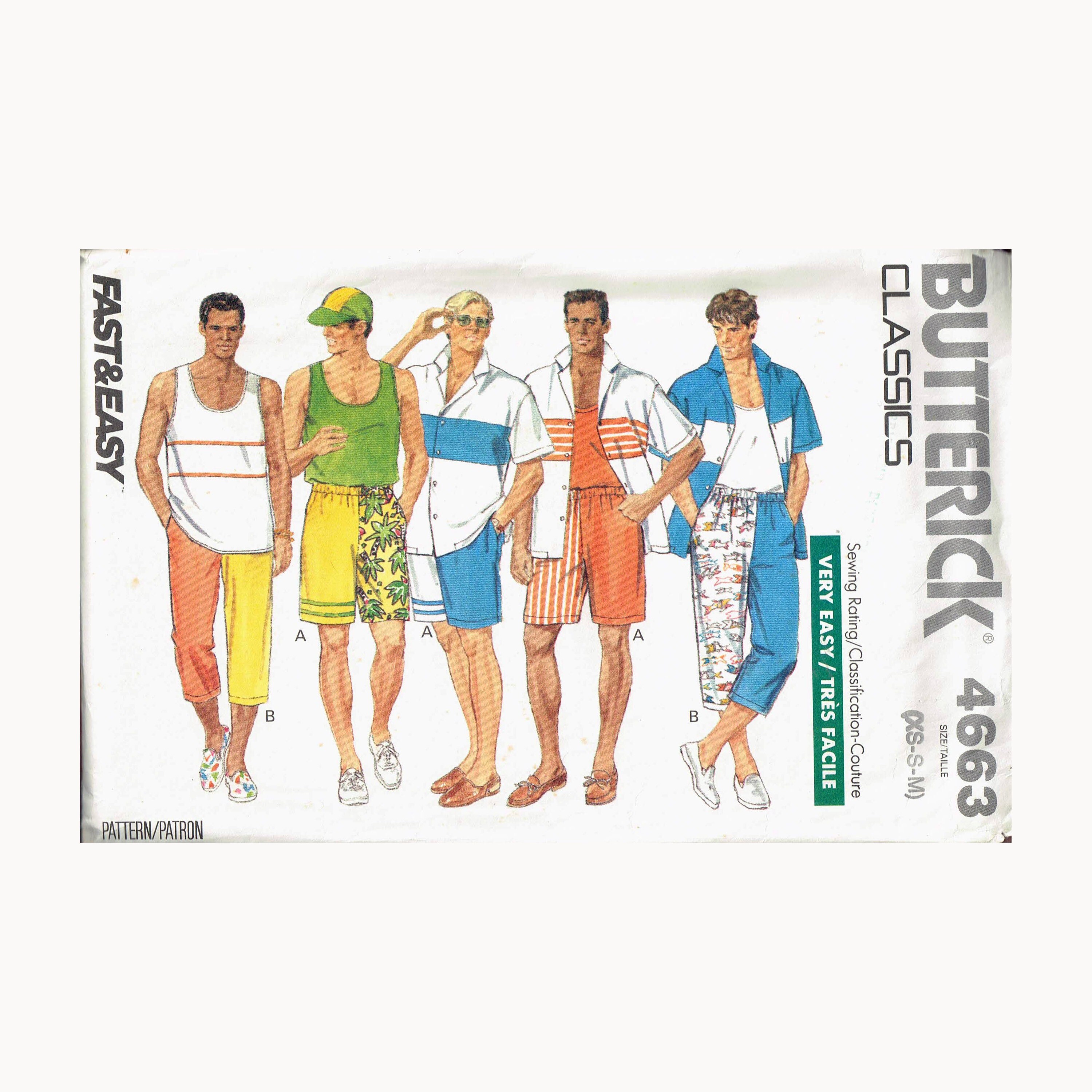 Size XS-MD Mens Easy Pull on Shorts Pull on Pants & Tank Top