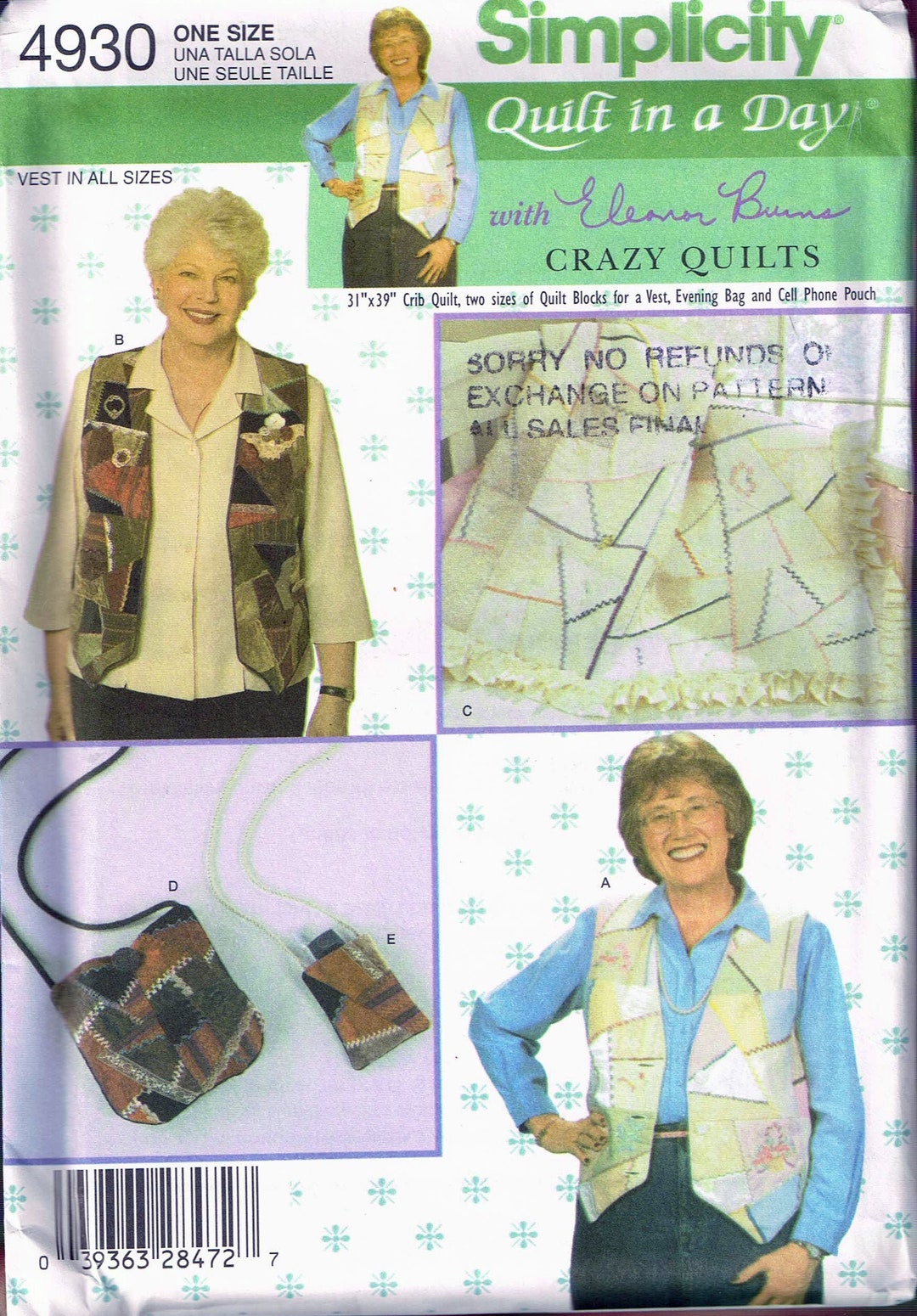 Misses Patchwork Vest or Patchwork Purse Craft Sewing Pattern - Etsy