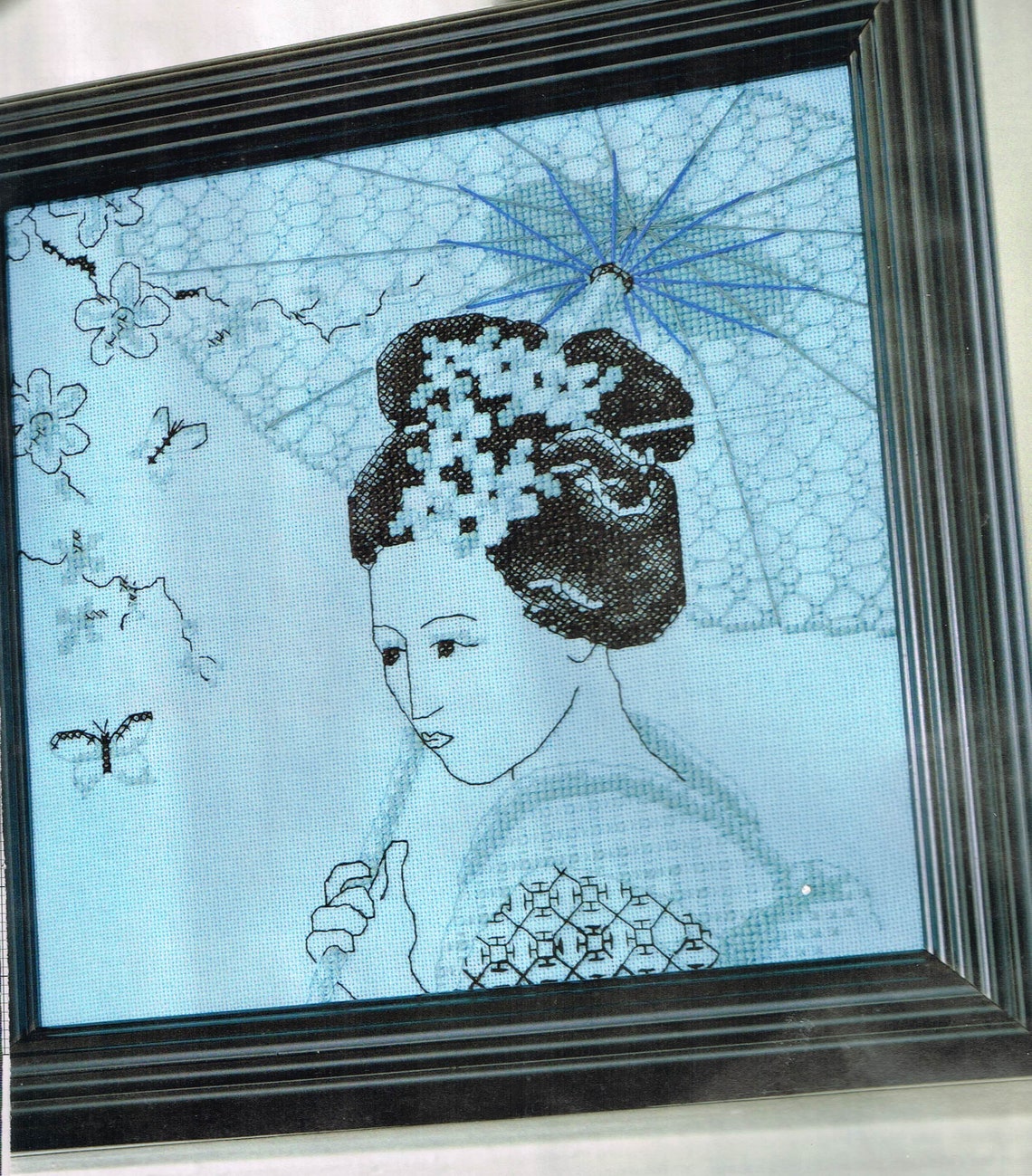 Blackwork Japanese Lady Cross Stitch Pattern Etsy