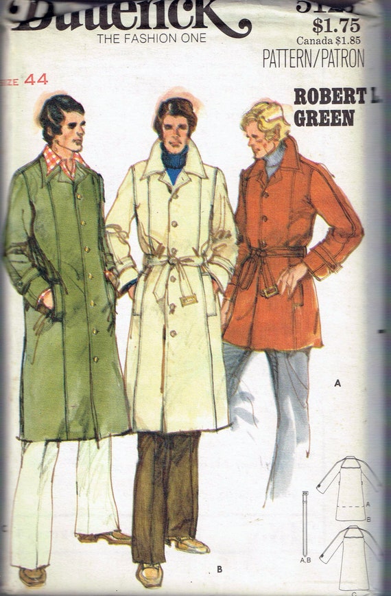 Size 40 Men's Vintage Coat Sewing Pattern Men's Long Custom Mens Trench Coat Pattern Size 40 Men's Vintage Coat Sewing Pattern Men's Long Custom Mens Trench Coat Pattern