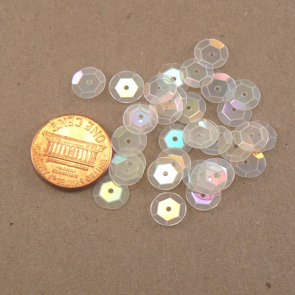 300 PCS - 8 mm Clear Rainbow Finish Faceted Cup Sequins - Loose Sequins