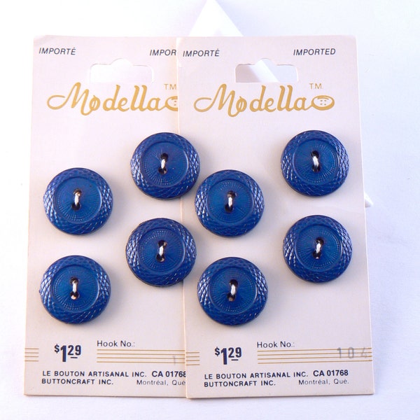 8 - 17 mm  Electric Blue Buttons - Blue Buttons With Swirl Pattern Rim - Blue Sewing Buttons - Blue Vintage Button - Button Card #BEF-25-29