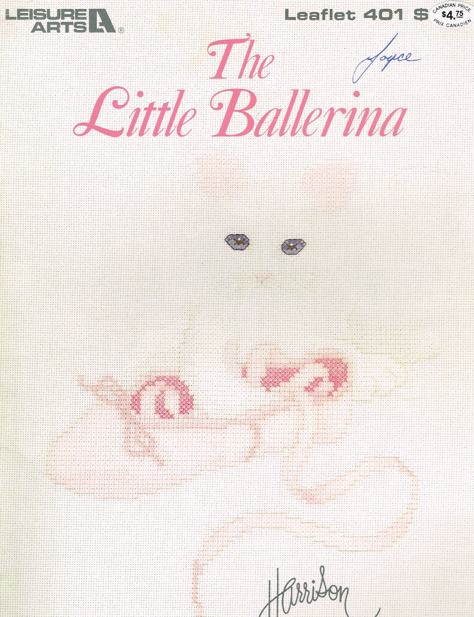 white persian cat & ballet shoes cross stitch pattern - animal cross stitch - leisure arts 401