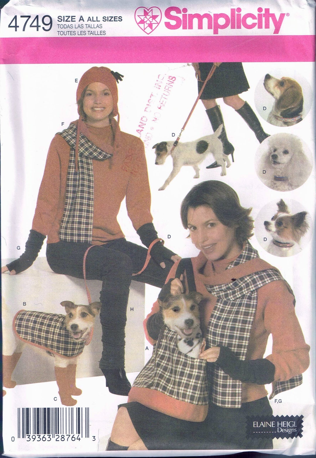 Small Dog Coat or Soft Dog Carrier Sewing Pattern Simplicity 4749 Etsy