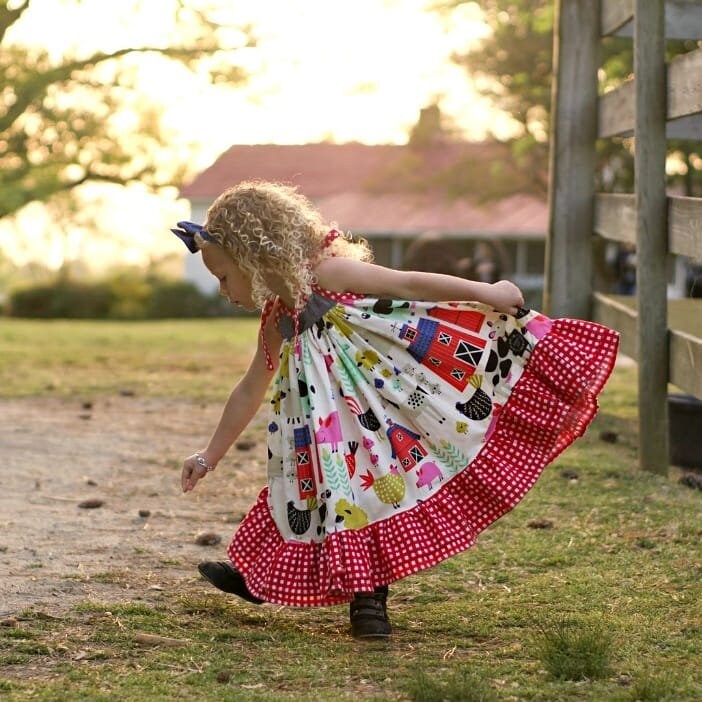 farm dresses Black Bold Flowers Long Sleeve Midi Dress
