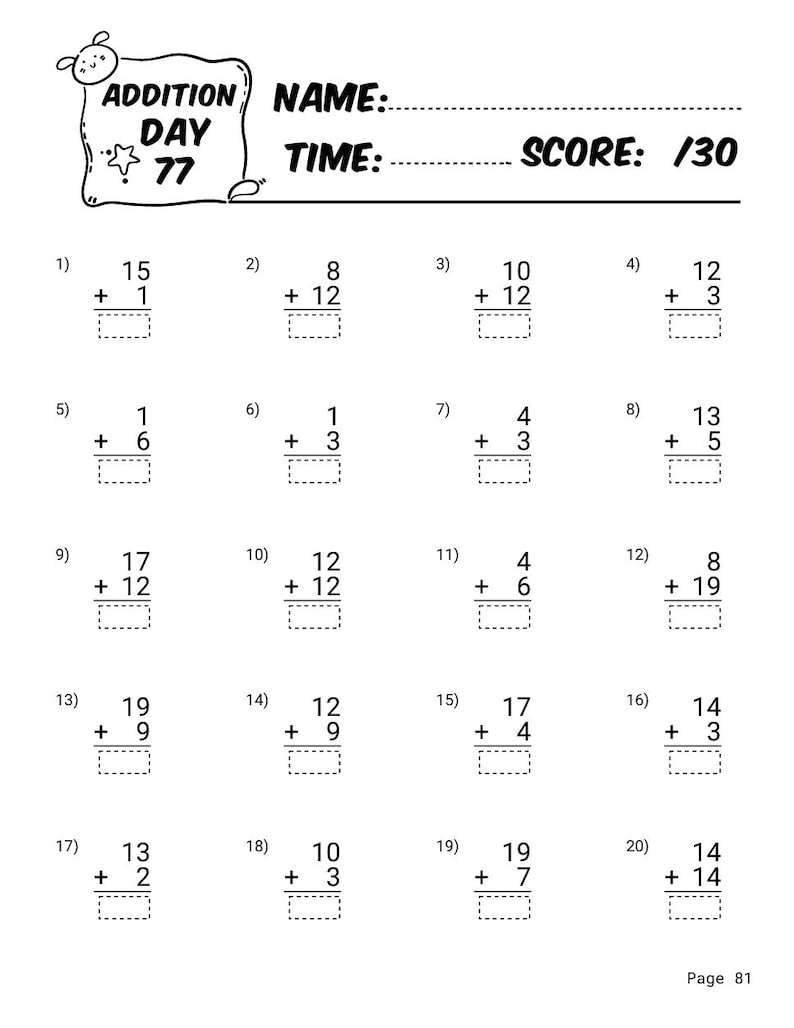 1st 2nd Grade Math Worksheets Bundle | Addition Subtraction ...