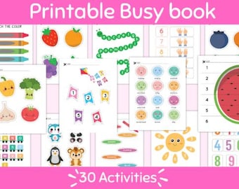 Printable Busy Book for Toddlers | Printable Toddler Busy Book | Preschool Learning Binder | Educational Worksheets for Kids PDF