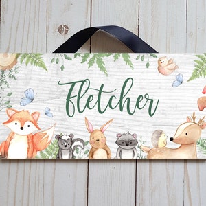 Personalized Forest Animals Name Sign | Nursery Name Sign | Child's Bedroom Door Sign