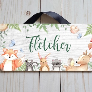 Personalized Forest Animals Name Sign | Nursery Name Sign | Child's Bedroom Door Sign