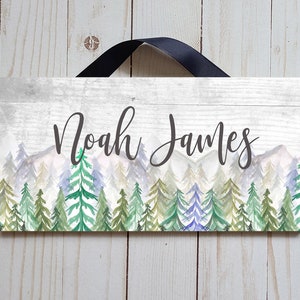 Personalized Mountains and Trees Name Sign