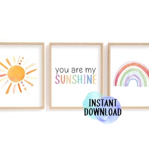 Printable Rainbow  and Sunshine Playroom Print/ You are my Sunshine