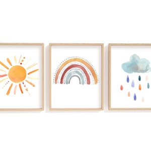 Watercolour Weather/ Sunshine and Clouds/ Rainbow Print Set