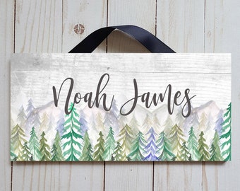 Personalized Mountains and Trees Name Sign