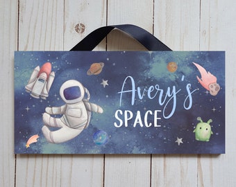 Personalized Space Name Sign | Space Door Hanger | Child's Bedroom Door Sign