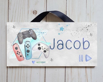 Personalized Gamer Name Sign | Watercolor Video Game Room Decor
