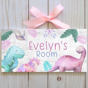 Cute  Pink Personalized Dinosaur Name Sign/ Girl Dinosaur Decor