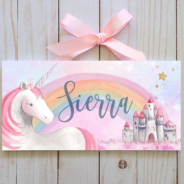 Personalized Unicorn and Castle Name Sign