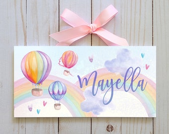 Personalized Hot Air Balloon and Rainbows Name Sign