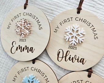 Baby's First Christmas Ornament | Personalized Baby's Name Ornament | Snowflake Christmas Ornament