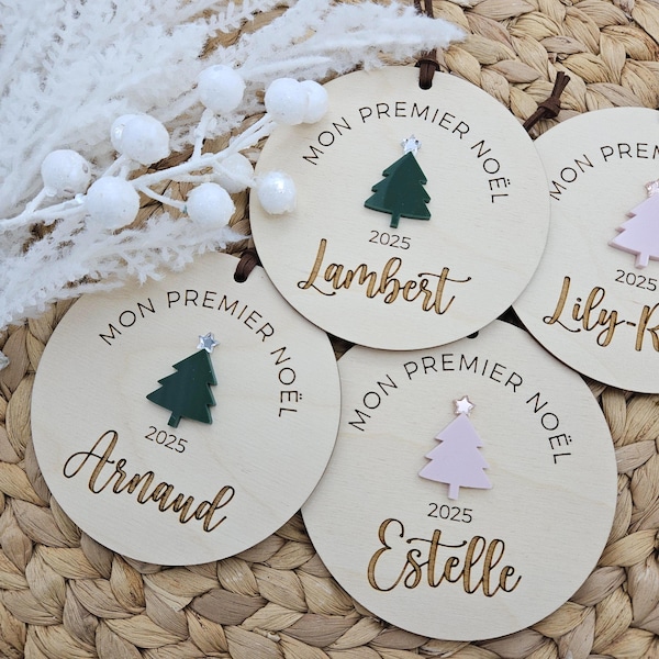 Mon Premier Noel | French First Christmas Ornament | Personalized Baby's Name Ornament