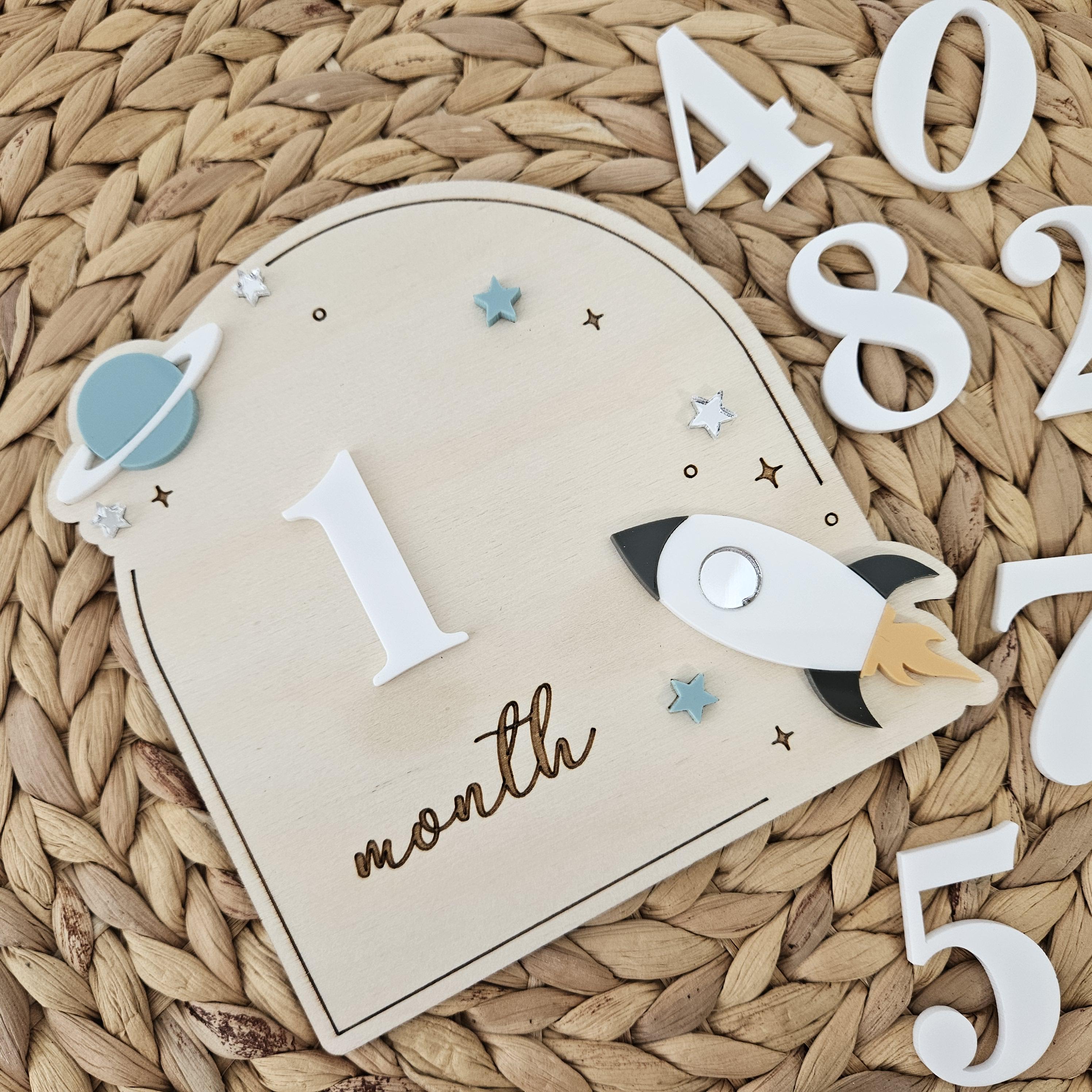 Space Themed Monthly Milestone Discs | Rocket Space Baby Monthly Discs ...