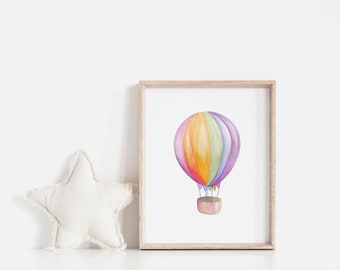 Watercolour Hot Air Balloon Nursery Print