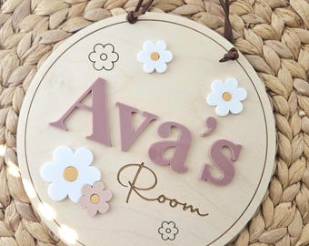 Personalized Daisy Name Sign | Flower Bedroom Door Sign