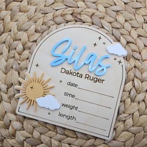 Sunshine Baby Birth Announcement Sign | Laser Cut Baltic Birch image 14
