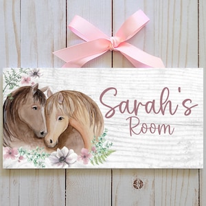 Signe de nom de cheval floral personnalisé | Signe de nom équestre Cowgirl